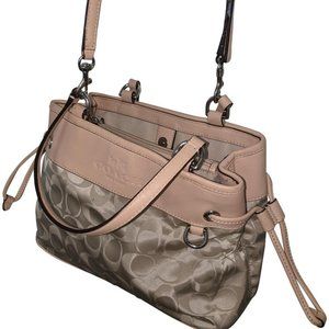 Coach Signature Cream Canvas Tote w/ Khaki Leather